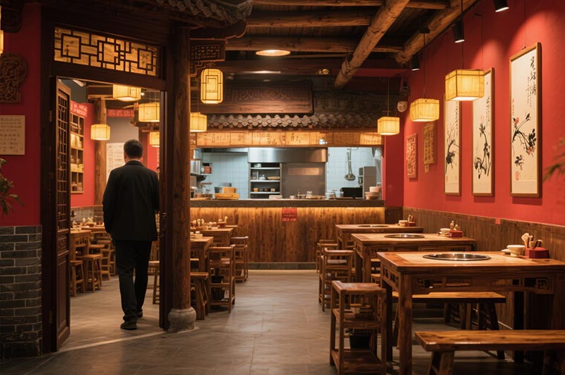 以红色作为火锅店的经典主色调装修效果图