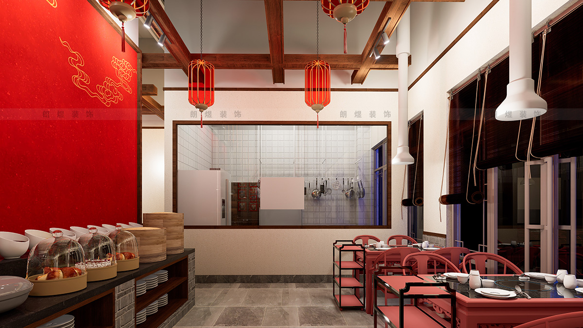 400平中国风火锅店装修效果图