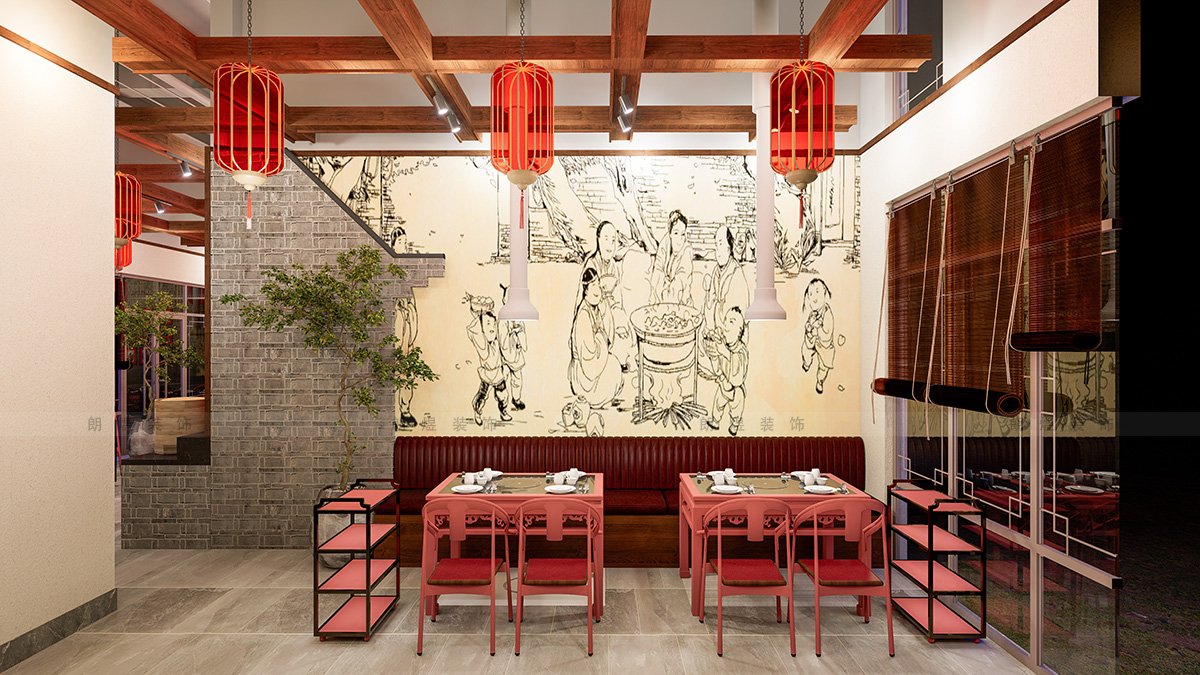400平中国风火锅店装修效果图