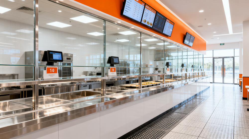 融入品牌元素的餐饮店出餐口设计装修效果图