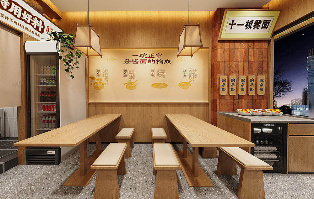 成都十一板凳面重庆小面店铺装修效果图